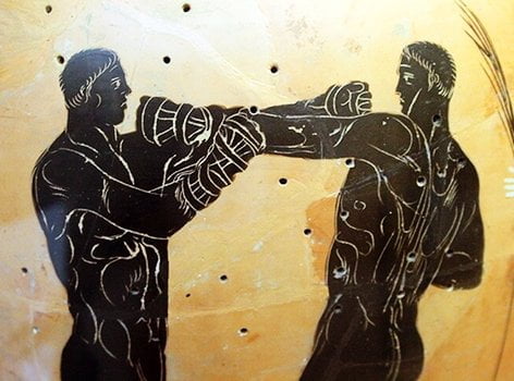 Pinturas griegas de personas boxeando